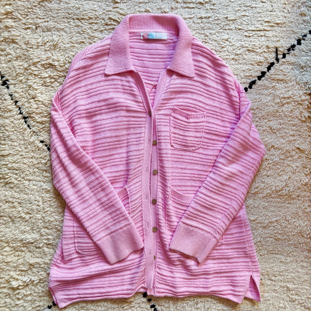 Free People Pink Collar Cardigan